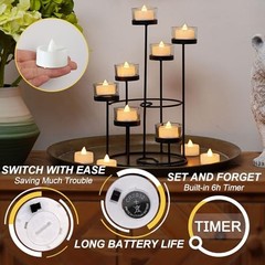 24pcs Battery Operated Tea Lights with 24-Pack Warm White Light, White Shell