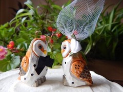 Barn Owl Bird Cake Topper Bride Groom Love Wedding Engagement Wood Statue