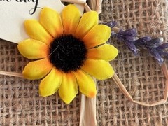 Handmade Burlap Silverware Holders: 60 Sunflower, Thank You; Used At Wedding
