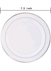 Premium White Silver Party Plates 7.5 inch Disposable Salad Dessert 72