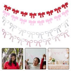 1 Set Elegant Bow Garland Banner for Mothers Day Party Decor Assorted Color Felt