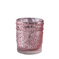 6 pcs 3″ Metallic Primrose Design Mercury Glass Votive Candle Holders Wedding