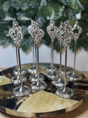 Nickel Place Card Holder 7 1/2″H Wedding Event Note Silver tone Set of 11