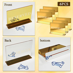 6 Pieces Gold Reserved Table Signs, Reserved Seating Sign, Reserve Signs for Wed