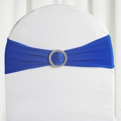 10 Royal Blue Spandex CHAIR SASHES with Silver Round Buckles Wedding Decorations