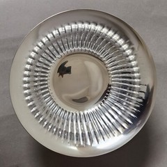 Compote Bowl 8″D 6″Hi Set/2 Polished Aluminum Fluted Pedestal FREE SHIPPING