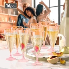 Plastic Champagne Flutes 16 Pack Stemless Pink Champagne Flutes Reusable