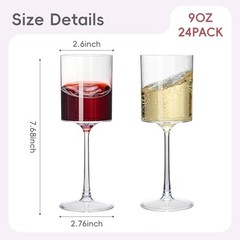 24PCS 9OZ Clear Plastic Wine Glasses – Elegant Plastic Champagne Glasses with