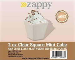 100 Ct Elegant Square Mini Cube 2oz Clear Tasting Sample 100 Count (Pack of 1)