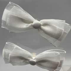 White Wedding Accessory Bows Organza and Satin Hook and Loop Set of 4