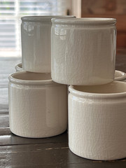 Vintage 3.5 oz porcelain cups for candles, wedding favors ramekins – 1 case of 6