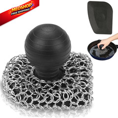 Cast Iron Scrubber with Pan Scraper, 316 3.1inch*3.5inch*3inch, Black