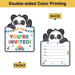 REWIDPARTY Panda Kids Birthday Invitations with Envelopes & Stickers（Set