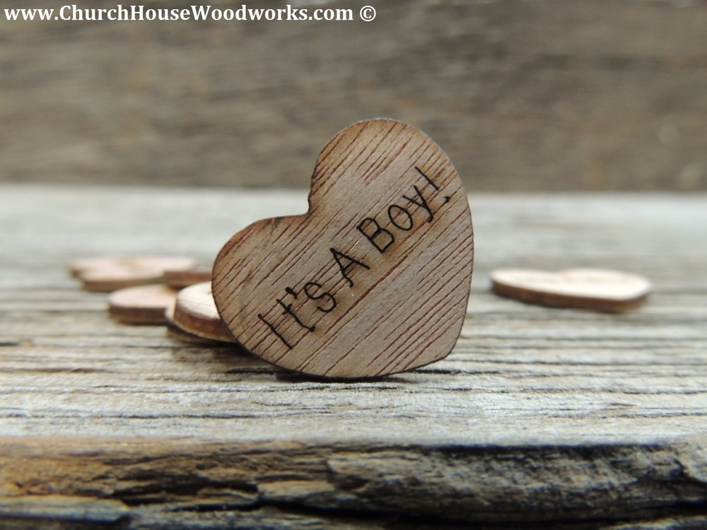 100 qty 1″ It’s A Boy! Wood Hearts Table Confetti Wooden Wedding Decor