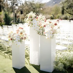 3/5PCS Metal Square Display Stands Pedestal Stands Pillars for Wedding Party