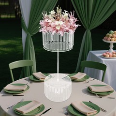30*75cm Acrylic Flower Rack,2-tier Flower Stand With Hanging Pendants Forwedding