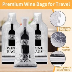 Wine Bags for Travel, 3 Set Reusable Wine Bottle Travel Protector Bags, Doubl…