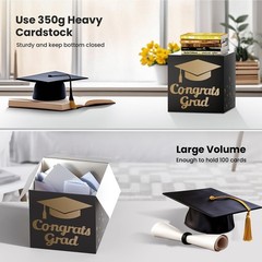 Graduation Card Box 9 Inch Congrats Grad Foldable Money Box Black 2025