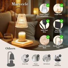 Marycele Candle Warmer Lamp with Timer, Vintage Amber Nightstand Large,