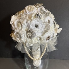 Handmade Unused Brooch Wedding Bouquet Ivory Cream White Colors Forever Bouquet