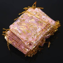 100Pc 7x9cm Rose Organza Drawstring Gift Jewelry Bags Pouches Wedding Xmas4677