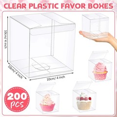 Tuanse 100 Clear PET Gift Boxes 4x4x4 – Versatile for Weddings, Showers & Partie