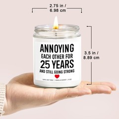 Funny Scented Candle, 25th Anniversary, Gifts for 9 Ounce, White