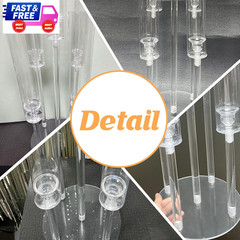 4pc 5-Arm Acrylic Candelabra Centerpieces Clear Candle Holders w/ LED Shades