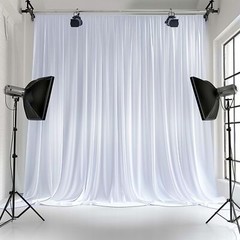 10 FT x 10 FT White Backdrop Curtain – Polyester Backdrop Curtain Panels with…