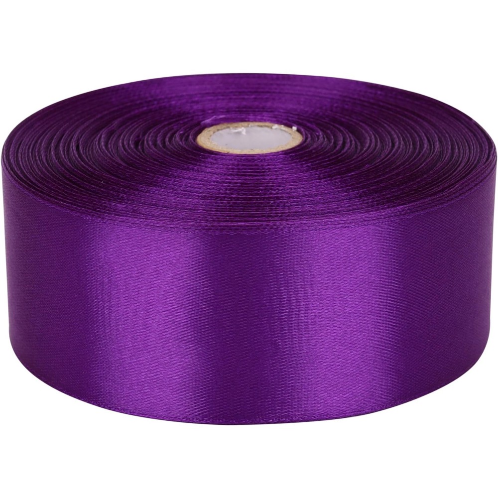 1-1/2 inch Purple Satin Ribbon 50 Yards Solid Fabric Ribbons Roll for Wedding…
