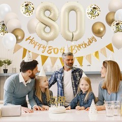 80th Birthday Decorations Sand White Gold,80th Birthday Balloons Beige Gold,H…