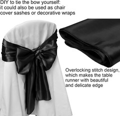 4x Table Runner 12″ x 108» Black Satin Bright Silk Smooth Wedding Party Banquet