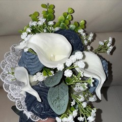 Forever Denim Rose Bridal Bouquet Corsage Boutonnière Wedding Anniversary