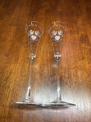 Wedding Toasting Fluted Champagne Glasses Lovebird And Hearts