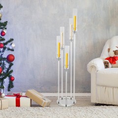 5-Arm Candle Holder Acrylic Clear Freestanding Candle Holder with Candle Cover