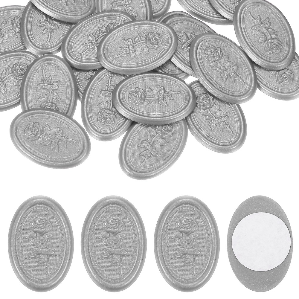 25 Pcs Wax Seal Stickers, Self Adhesive Rose Envelope Seal Stickers, Silver