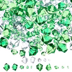 570 Pcs 5 Sizes St Patricks Day and Clear Fake Crushed Ice Rocks Irish Green