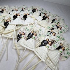Lot Of 24 Vintage Wedding Cake Cupcake Pick Topper Bride And Groom