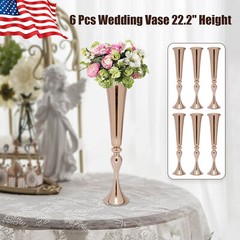 6 Pcs Versatile Vase Metal Wedding Centerpieces 22.2″ Height Iron Road Guide Set