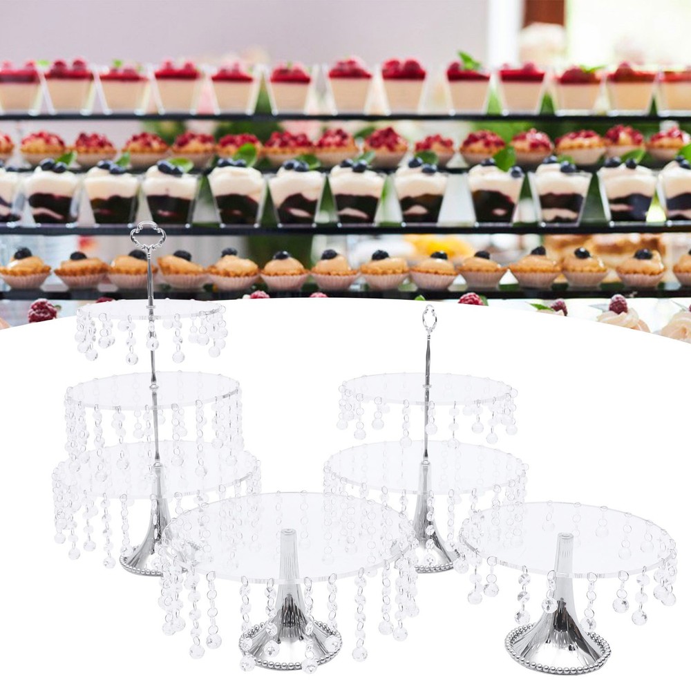 4*Cake Stand Set Round Metal Plates for Dessert Cupcake Candy Display DETACHABLE