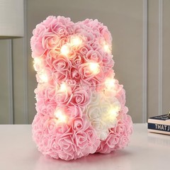 Rose Flower Bear-Hand Made Rose Teddy Bear,Best Artificial Light Pink