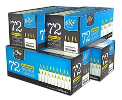 Ohr Candles Shabbat Candles Traditional Shabbos Candles 3 Hour 72 Count Pack Of