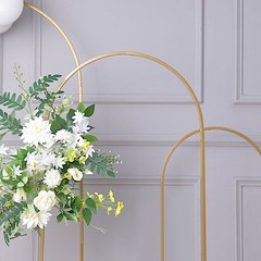 5 ft GOLD Round Top Metal Floral Display Frame Arch BACKDROP STAND Party Events