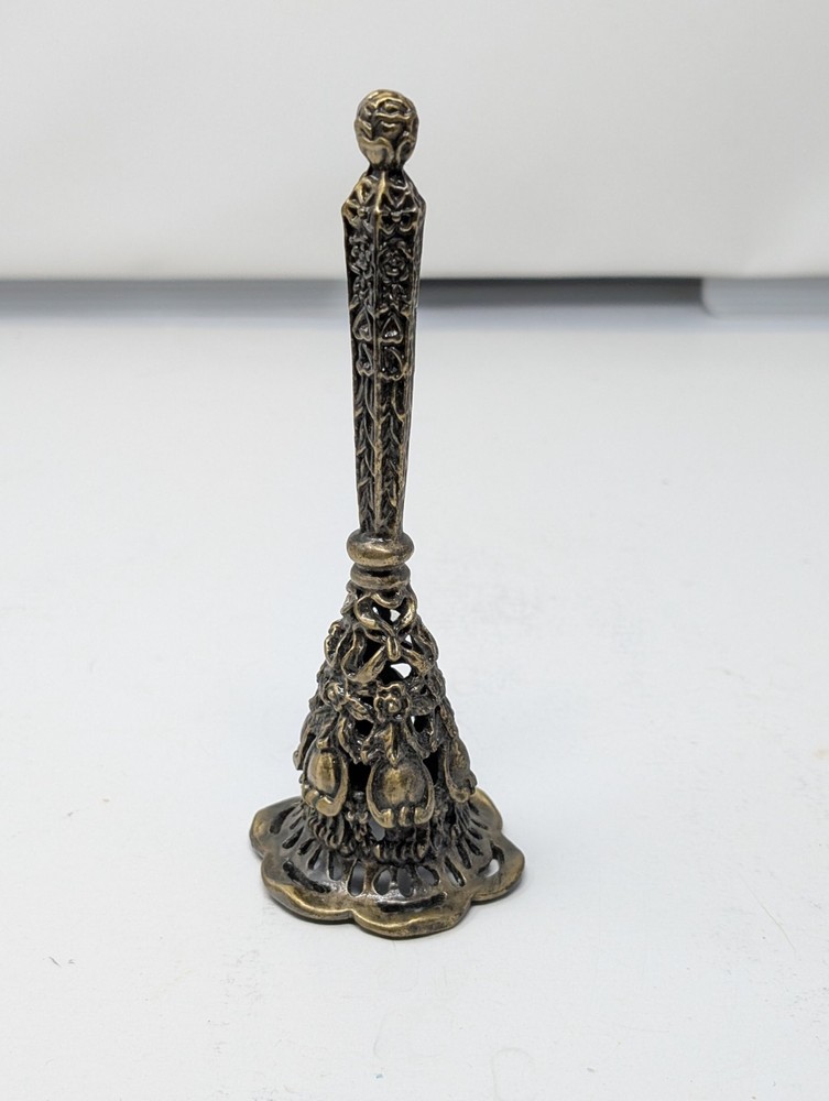 Vintage Brass Tussie Mussie Posy Holder – Ornate Filigree Victorian Revival 6.25