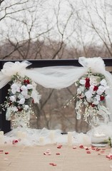Bridal Hanging Flower Decorations White & Red Roses