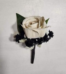 Black White Rose Calla Lily Sola Wood Bridal Wedding Bouquet Accessories