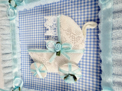 Tiny Treasure Photo Album Baby Carriage Light Blue Terry Satin Ribbon 4×6 VTG 99
