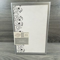 Gartner 50 Count Wedding Engagement Invitation Kit Black & White Ornate New