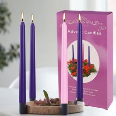 16pcs 10-inch Advent Taper Candles Unscented and 10 inches, pink purple