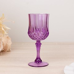 PURPLE 6 Plastic 8 oz Crystal Cut Goblets WINE GLASSES Party Events Decorations